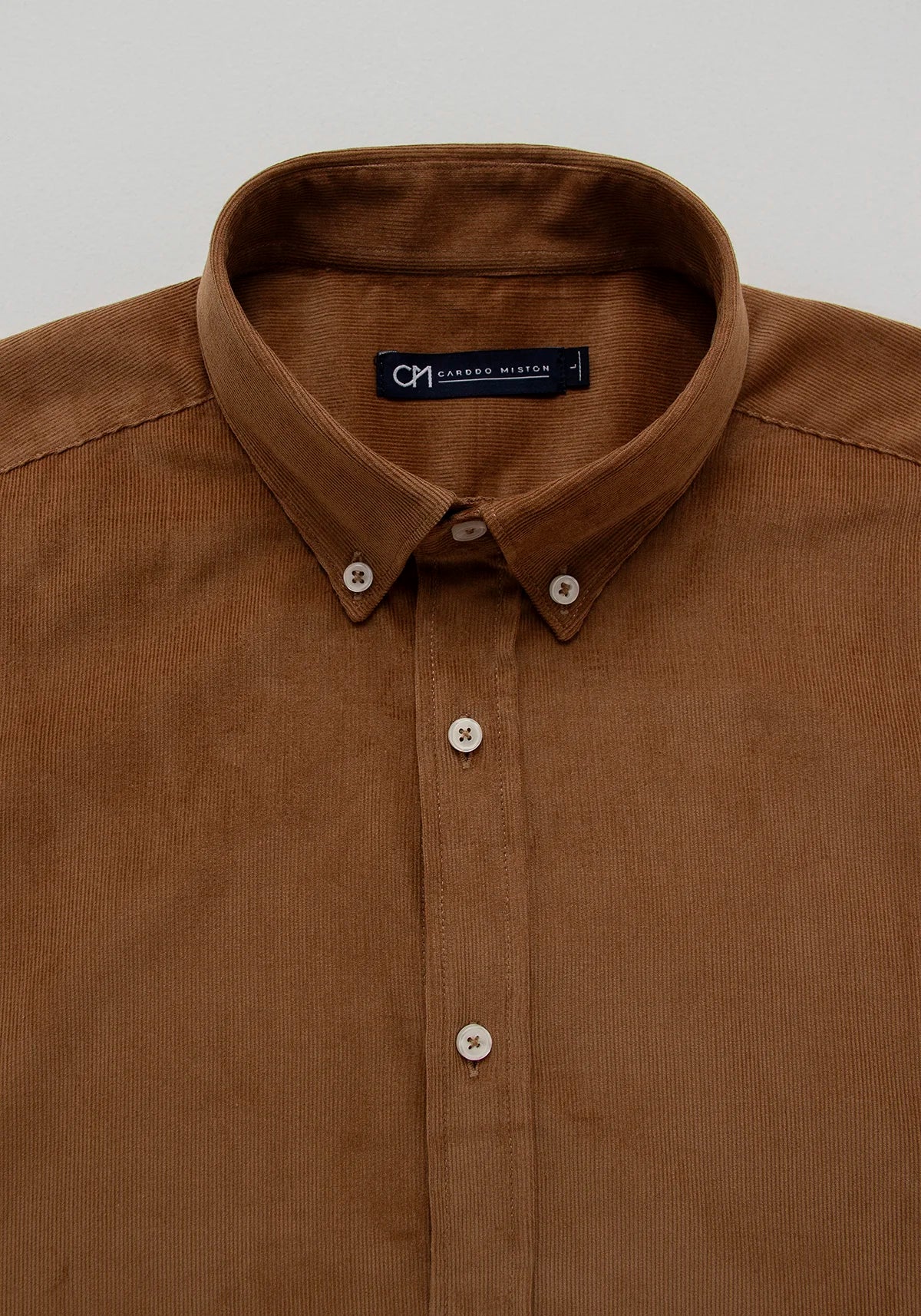 Camisa Micropana Botón Contraste Algodón Caramelo